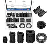Glarks 22pcs ID 7/9/11/13MM Clip-on Ferrite Ring Core Set, comprend 18pcs Noir RFI EMI Noise Suppressor Filter Cable Clips, 2pcs 42 x 24 x 16MM Toroid Cores, 2pcs 15MM Ferrite Cores pour câble