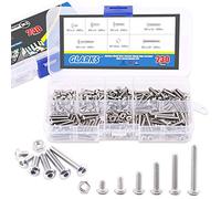 Glarks 230 pcs M2 en acier inoxydable Allen hexagonale Drive Button Tête Socket Cap Boulons Vis Écrous Assortiment kit