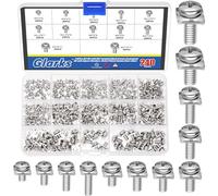 Glarks 240 vis de terminaison de câblage m3 m3.5 M4 M5 avec rondelle carrée, vis à tête de disque de terminaison de câblage en acier au carbone nickelé n ° 12 et rondelle carrée