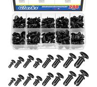 Glarks 240pcs 8 taille nylon amovible Push fixations rivets 2mm 3mm 3.5mm 4mm 5mm noir Push pinces rivets voiture pare - chocs clips de fixation pare - chocs clips de fixation vis Push - in