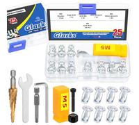 Glarks 25 M5 écrou de vérin et kit d'outils de montage écrou de vérin vis d'ancrage filetage insert papillon écrou d'expansion pour contreplaqué plastique carton dur