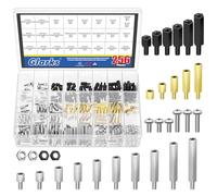 Glarks 256pcs m3 acier au carbone, nylon et laiton kit de support entretoise de montage hexagonal avec vis à tête plate écrou en nylon et écrou hexagonal pour PCB, drone d'avion à quatre axes
