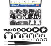 Glarks 261 rondelles de verrouillage étoile à denture intérieure en acier 65mn et kit de fermeture e - clip comprenant 9 tailles de rondelles de verrouillage Push - in, e - ring et une pince à épiler