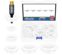 Glarks 29pcs 5 - size rondelles creuses rondes en caoutchouc set, blanc percé double face creux Firewall trou bouchon, rondelle de câblage électrique circulaire pour fil, table, pompe, tuyau