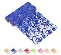 Glarks 2pcs 28 x 275cm / 11 x 108,2 Pouces Coureur de Table Bleue Royale, Coureurs de Table en Maille de Paillettes, Rouleau de Coureur de Rectangle métallique en Feuille