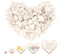 Glarks 300 PCS 1/2 / 3/4 / 5cm coeurs en bois inachevés, 5 tailles d'ornements de coeurs en bois, coeurs en bois vierges, découpe de coeurs en bois inachevée, coeurs en bois vierges tranchés