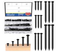 Glarks 300pcs 20/30 / 40/50 / 60mm brique acier clous Kit, noir acier au carbone Hardware clous, clous de finition, Brad et picture suspension clous, clous en bois, ciments clous