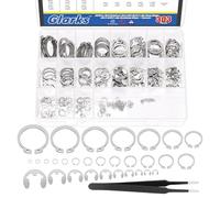 Glarks 302pcs 304 acier inoxydable C - clip fermoir extérieur et e - clip fermoir ensemble combiné, 202 élastique circlips snap - on et 100 e - clip élastique circlips et une pince à épiler