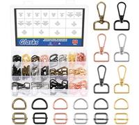 Glarks 30Sets 6 Couleurs 2cm Rotating Homard Fermeture Kit, comprend 30 pièces D anneau Fermeture Claw Snap Crochet, 30pcs semi-circulaire D anneau et 30pcs rectangle régulateur coulisses boucle