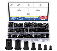 Glarks 320pcs kit d'écrous à rivets métriques M3 M4 M5 M6 M8 M10 M12 écrou à rivets noir galvanisé acier au carbone tête plate écrou à rivets insert