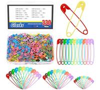 Glarks 330pcs 6.8 x 32mm Multicolore Sharp Edge Safety Pin Kit, 11 Couleurs Pins de sécurité en métal, Pins de sécurité Lourdes en Vrac, Fixation pins de sécurité