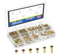 Glarks 330pcs M2.5 x 3/4/5/6/8/10mm à travers le trou Kit de rivet en cuivre, Heavy Duty rivet creux, Cuir, vêtements, rivets oeillets en laiton, rivets creux grommets pour artisanat bricolage