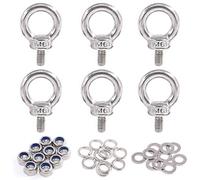 Glarks 36 pièces en acier inoxydable 304 M6 Filetage mâle Machines épaule levage Bague Boulon à œil avec écrous de verrouillage/de rondelles Rondelles/plat de serrure