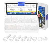 Glarks 360 PCS M3 x 4/5 / 6/8 / 10 / 12mm nylon crosshead vis écrou rondelle Kit, blanc nylon crosshead vis machine pour diverses applications de fixation industrielle