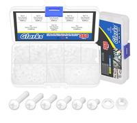 Glarks 360 PCS M4 x 6/8 / 10/12 / 15 / 20mm nylon crosshead vis écrou rondelle Kit, blanc nylon crosshead vis machine pour diverses applications de fixation industrielle