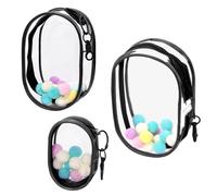 Glarks 3pcs 3 taille PVC Oval Blind Box Sacs clairs de dessins animés, sac d'affichage de figures claires noires avec crochet à crochet de homard pour jouets de collection