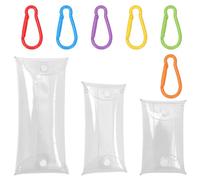 Glarks 3Sets PVC Clear Key Case Earphone Lipstick Jewelry Storage Bag, 3 Size PVC Clear Coin Purse with Keychain Clips, Clear Credit Card Holder Purse for Change, Coins, and Small Items