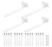 Glarks 4 pièces Équerres industrielles 34,9x203,2x24,8 mm, support d'étagère en L, supports muraux épais en acier blanc pour étagères ouvertes DIY, aide à créer plus d'espace mural