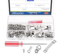 Glarks 401pcs kit de suspension de cadre photo argenté comprenant cintre de cadre photo dentelé, bouton rotatif de cadre photo, cintre de cadre photo D - ring, vis et tournevis