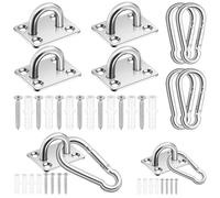 Glarks 40pcs M5 Edelstahl Pad Eye Plate Hook und Snap Hook Kit, Square Eye Plate U Haken Heavy Duty Deckenhaken und Karabiner Clips Snap Hook für Decke, Montage hängender Hardware