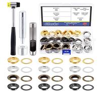 Glarks 42 PCS 17mm oeillets épaissis avec outils, 40 PCS 4 couleurs oeillets avec rondelles et 4 PCS outils de montage pour tissu, toile, rideaux, vêtements, réparation de cuir