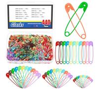 Glarks 440pcs 5.8 x 28mm Multicolore Sharp Edge Safety Pin Kit, 11 Couleurs Pins de sécurité en métal, Pins de sécurité Lourdes en Vrac, Fixation pins de sécurité