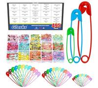 Glarks 495pcs 19/28/32mm Multicolore Sharp Edge Safety Pin Kit, 11 Couleurs Pins de sécurité en métal, Pin de sécurité Lourdes en Vrac, Fixation Pins de sécurités