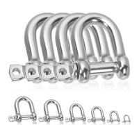 Glarks 4pcs M10 en acier inoxydable D Shape Chackle, D-Shape Anchor Chackle, Heavy Duty D Shape Chackle pour les navires, les ménages, la manutention de la cargaison et le transport terrestre