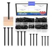 Glarks 500pcs 20/25 / 30 / 38mm kit de combinaison de clous longs, clous noirs, clous décoratifs, clous muraux, clous en bois, clous communs, picture Wall hanging Hardware clous