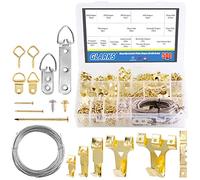 Glarks 500Pcs Crochet Robuste Avec Clous Kit Pour Cadre Photo 4KG à 34KG, Crochets de suspension d'image sur matériel, fil de suspension, œillets à vis, anneau en D et cintre en dents de scie