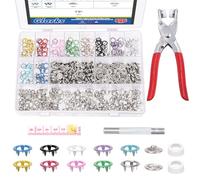Glarks 505Pcs boutons d'accrochage en métal avec pinces d'accrochage Outil de presse, 10 couleurs boutons d'accrochage creux 9,5 mm et outil de fixations d'accrochage