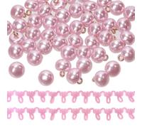 Glarks 51 boutons perles demi - Dôme 10mm, boutons perles résine rose et tige en métal avec garniture de boucle boutonnée, boutons demi - cercle champignon, boutons crochet rond en métal