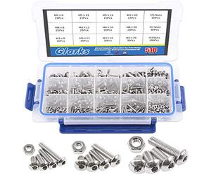 Glarks 510 pcs M3 M4 M5 en acier inoxydable 304 Allen hexagonale Drive Button Tête Socket Cap Boulons Vis Assortiment kit