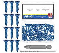 Glarks 52pcs 3/16’’ x 1-1/4’’ Cross Flat Head Concrete Screw Anchor Kit, Blue Heavy-Duty Cement Screws avec Drill Bit et PH2 Bit pour l’ancrage à la maçonnerie