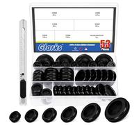 Glarks 53 PCS 16/20 / 22/25 / 30 / 38mm ensemble de rondelles en caoutchouc double face avec bouchon de trou en caoutchouc rond noir bouchon pare - feu bouchon joint en caoutchouc