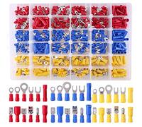 Glarks 540pcs 22-16 / 16-14 / 12-10 Gauge Mixed Quick Disconnect Electrical Insulated Butt Bullet Spade Fork Ring Solderless Crimp Terminals Connectors Assortment Kit by Glarks