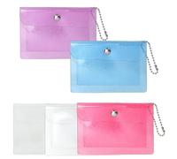 Glarks 5pcs 115x80mm PVC Clears Snap Closure Mini Portefeuille, 5 Couleurs Femmes Petit Portefeuille de Portefeuille de Carte Transparente