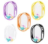 Glarks 5pcs 155 x 75 x 110mm PVC Oval Blind Box Cartoon Clear Bags, 5 Couleurs Clear Figures Display Bag avec Hook Snap Homard pour Les Jouets de Collection et l'organisation de Petits Objets
