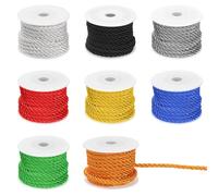 Glarks 5yard 8 Couleurs 3-Ply tressé Ensemble de Cordon, Cordon d'honneur de Cordage Artisanal, Cordon de Soie de Cordon de Cordon décoratif pour Sacs à Main Bricolage, décorations de Mariage, etc.