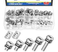 Glarks 60 vis de borne de batterie de moto M6 avec écrou carré set comprenant 30 boulons de batterie et écrous boulons de borne de batterie de moto avec 30 écrous carrés