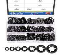 Glarks 600pcs métrique M3 M4 M5 M6 M8 M10 M12 65mn acier noir denture intérieure étoile rondelles de verrouillage Kit combiné rondelles de verrouillage rapide rondelles de verrouillage Push - in