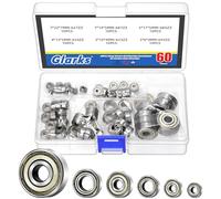 Glarks 60pcs 693zz 623zz 624zz 685zz 687zz 627zz roulement en acier au carbone, roulements à billes à rainure profonde, roulements à billes à double blindage, pour moteurs brushless à grande vitesse