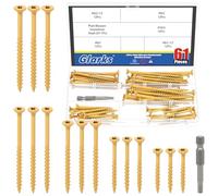 Glarks 61pcs 8x1-1/2’’, 8x2’’, 9x2-1/2’’, 9x3’’, 10x3’’ Kit de vis de pont, comprend 60pcs Star Torx Drive vis de pont à tête plate et 1pcs T25 Torx Drill Bit