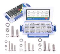 Glarks 665 pcs Acier inoxydable 304 M3 M4 M5 M6 Phillips Vis à tête plate Boulons et écrous Plat joints d'étanchéité Rondelles ressort Assortiment de Lot, filetage complet