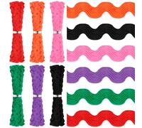 Glarks 6rolls 5m / 5.5 Yard 1/4 "Rick rack breloques ensemble, ondulé bord incurvé breloques pour bricolage couture artisanat couture vêtements emballage cadeau Home Party decor