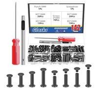 Glarks 70 ensembles M5 x 15/18/20/25mm pistolet noir Chicago vis kit, comprend 70pcs Chicago vis de liaison, 1pcs poinçon, 1pcs tournevis, Chicago bouton de liaison post vis rivets ongles