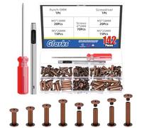 Glarks 70 ensembles M5 x 15/18/20/25mm rouge en bronze Chicago Kit de vis, comprend 70pcs Chicago vis de liaison, 1pcs poinçon, 1pcs tournevis, Chicago bouton de liaison post vis rivets d'ongles