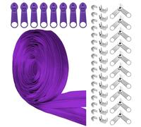 Glarks 81 Dark Purple n ° 5 Nylon coil zip Band, y compris 10 Yards couture zip Roll avec curseur zip top & Bottom stop