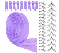 Glarks 81 Light Purple n ° 5 Nylon coil zip Band, y compris 10 Yards couture zip Roll avec curseur zip top & Bottom stop