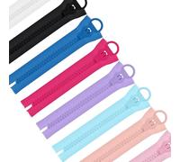 Glarks 8pcs 25cm / 10 pouces zip en plastique surdimensionné avec anneau de levage zip, 8 couleurs Heavy Duty zip avec tiroir, zip Jumbo séparé pour bricolage, couture, artisanat, bagages